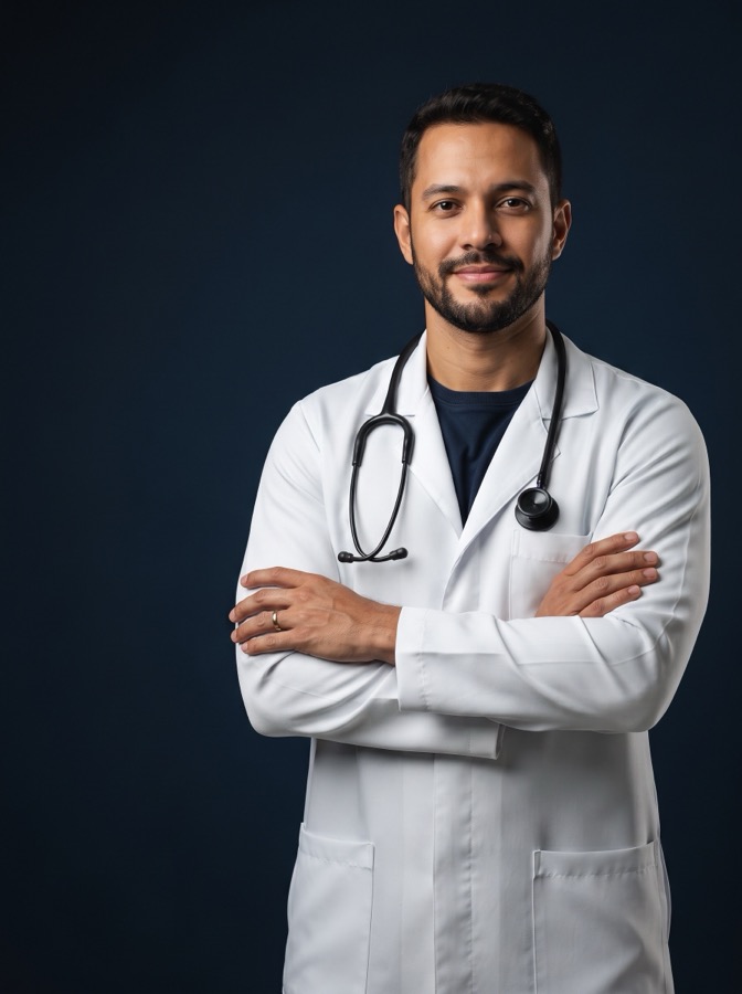 Médico em ambiente de consultório